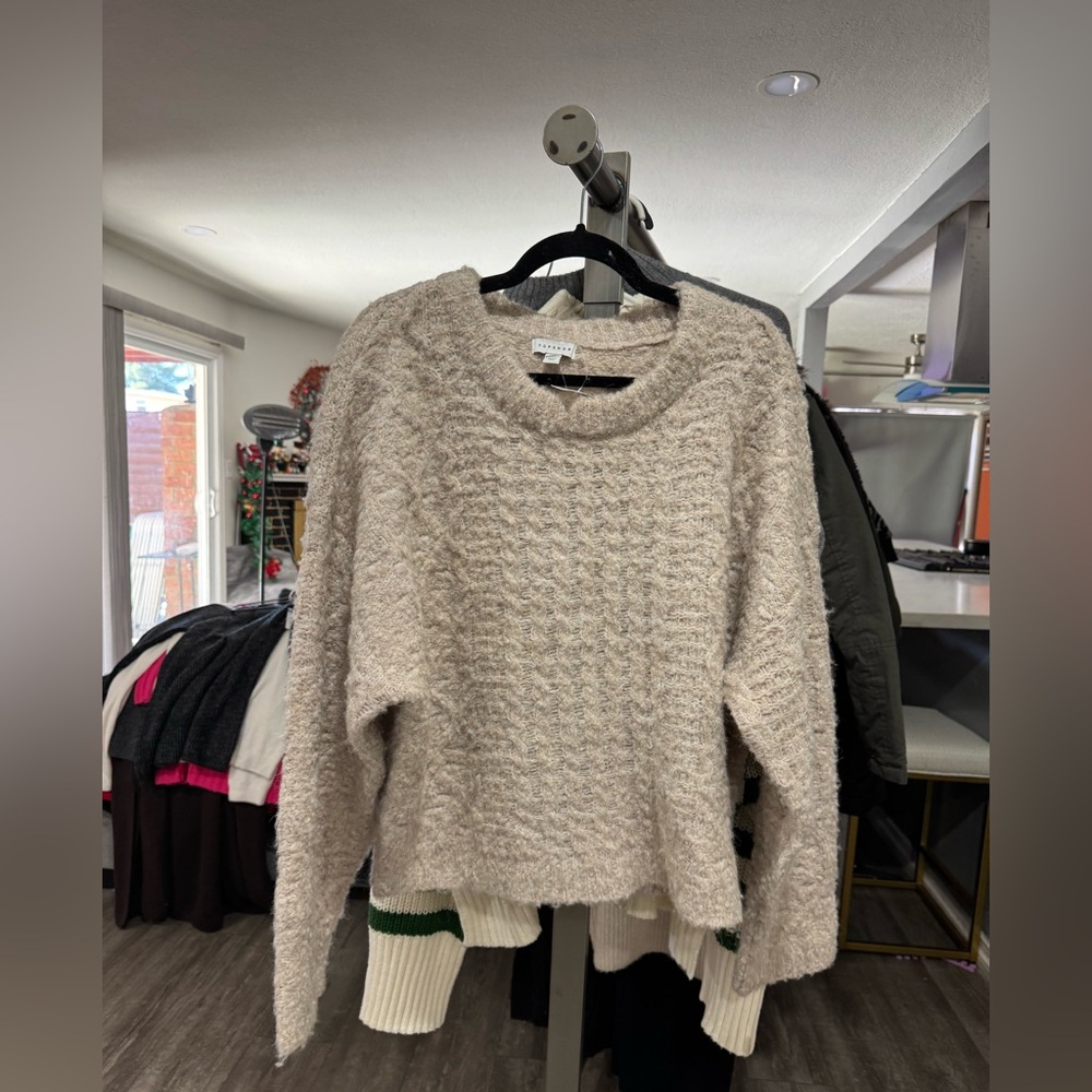 Topshop Beige Crew Neck Sweater